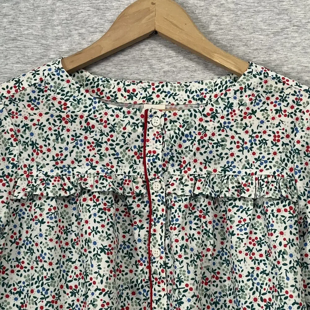 Crewcuts Sleepwear Nightgown Girls XL 12-14 White Floral Button Front Ruffle‎ PJ